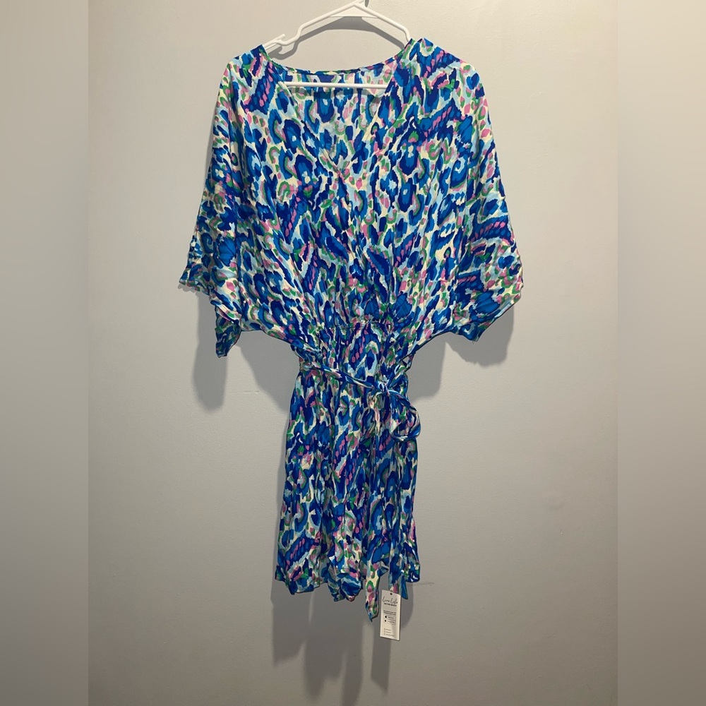 CUPSHE Abstract Print Drawstring Romper